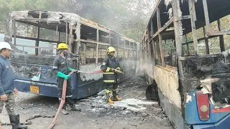 Fire accident at Dilsukhnagar RTC Depot