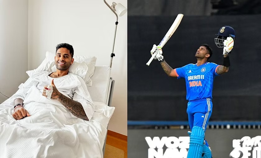 Suryakumar Yadav after undergoing surgery